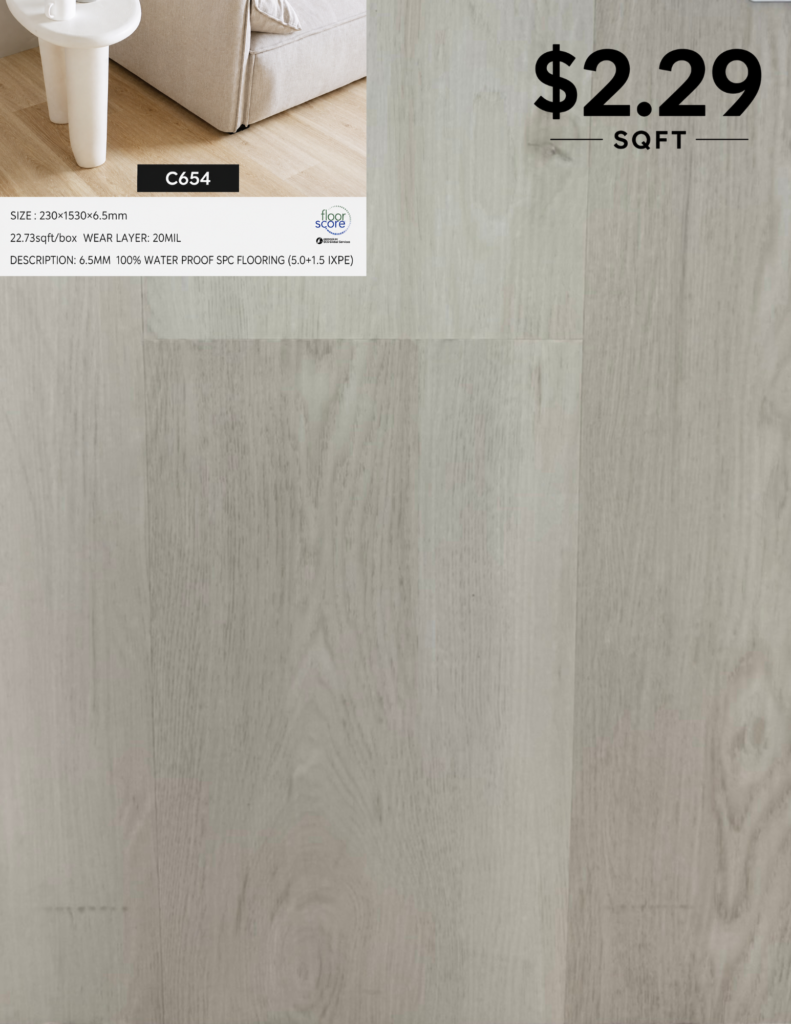 C654 6.5 MM premium SPC flooring color sample
