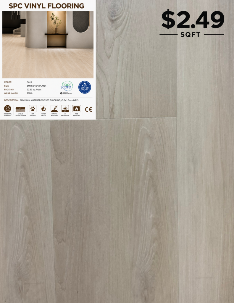 C813 8 MM premium SPC flooring color sample