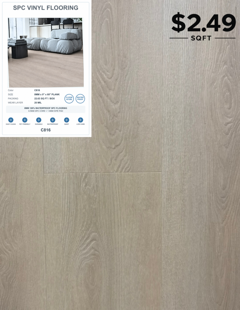 C816 8 MM premium SPC flooring color sample