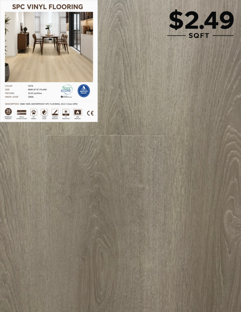 C818 8 MM premium SPC flooring color sample