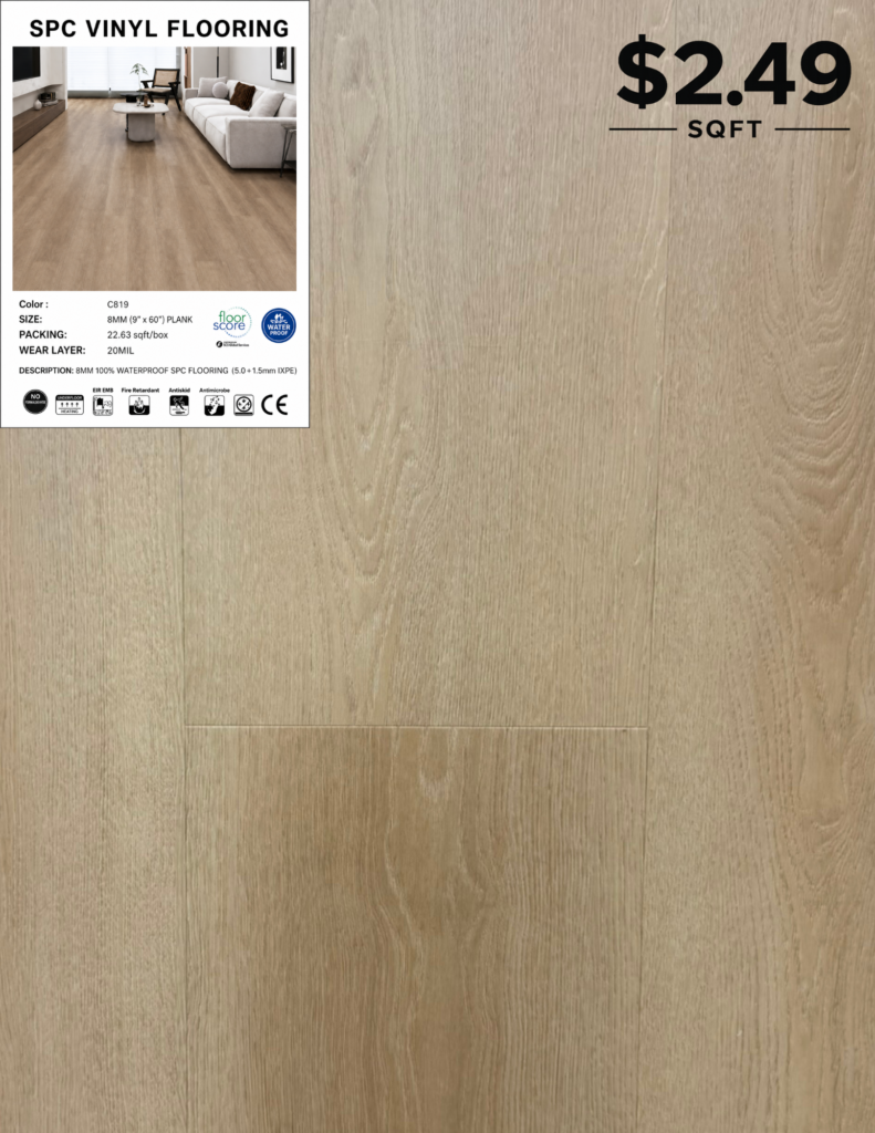 C819 8 MM premium SPC flooring color sample