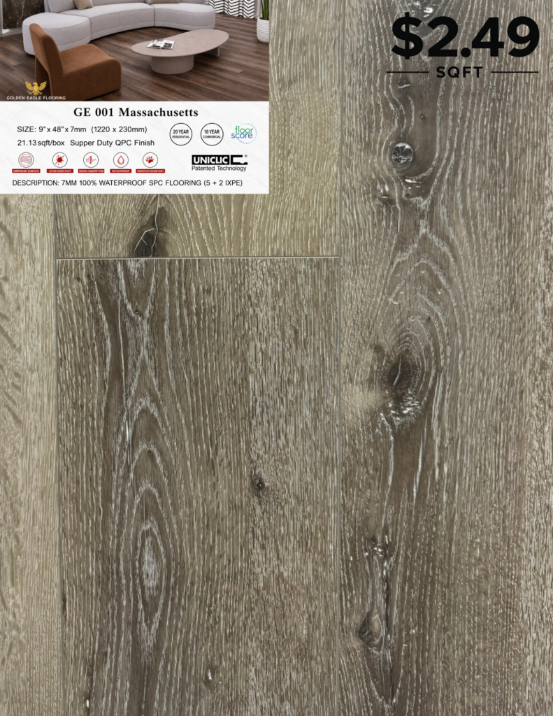 Massachusetts 7 MM premium SPC flooring color sample
